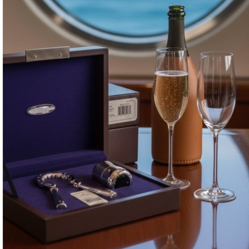 Ralph Lauren Olian Champagne Opener Stopper Set Equestrian Horse Shoe Silver NIB